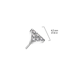 Implant Grade Titanium White CZ Pave Triangle Threadless Push In Labret