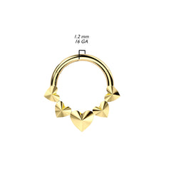 Implant Grade Titanium Gold PVD Heart Shaped Pointed Hinged Hoop Clicker