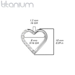 Implant Grade Titanium Rose Gold PVD White CZ Heart Hinged Daith Clicker Hoop