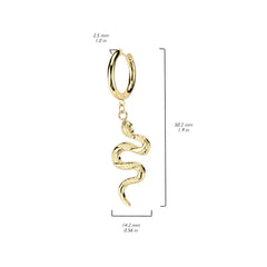 Pair of 316L Surgical Steel Slithering Snake Dangle Hoop Earrings