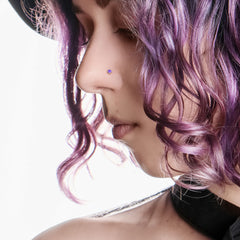 Implant Grade Titanium Corkscrew Nose Ring Purple Opal Stud With Prongs