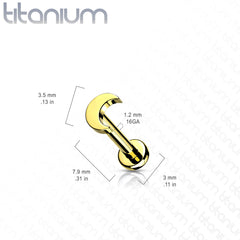 Internally Threaded Crescent Moon Gold PVD Implant Grade Titanium Labret