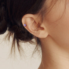 Implant Grade Titanium Blue Opal Flower Internally Threaded Flat Back Labret