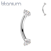 Implant Grade Titanium Curved Barbell Internally Threaded White CZ