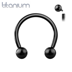 Implant Grade Titanium Internally Threaded Black PVD Horseshoe Circular Barbell