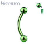 Implant Grade Titanium Green PVD Internally Threaded Curved Barbell