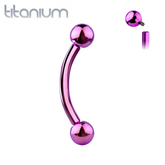 Implant Grade Titanium Purple PVD Internally Threaded Curved Barbell