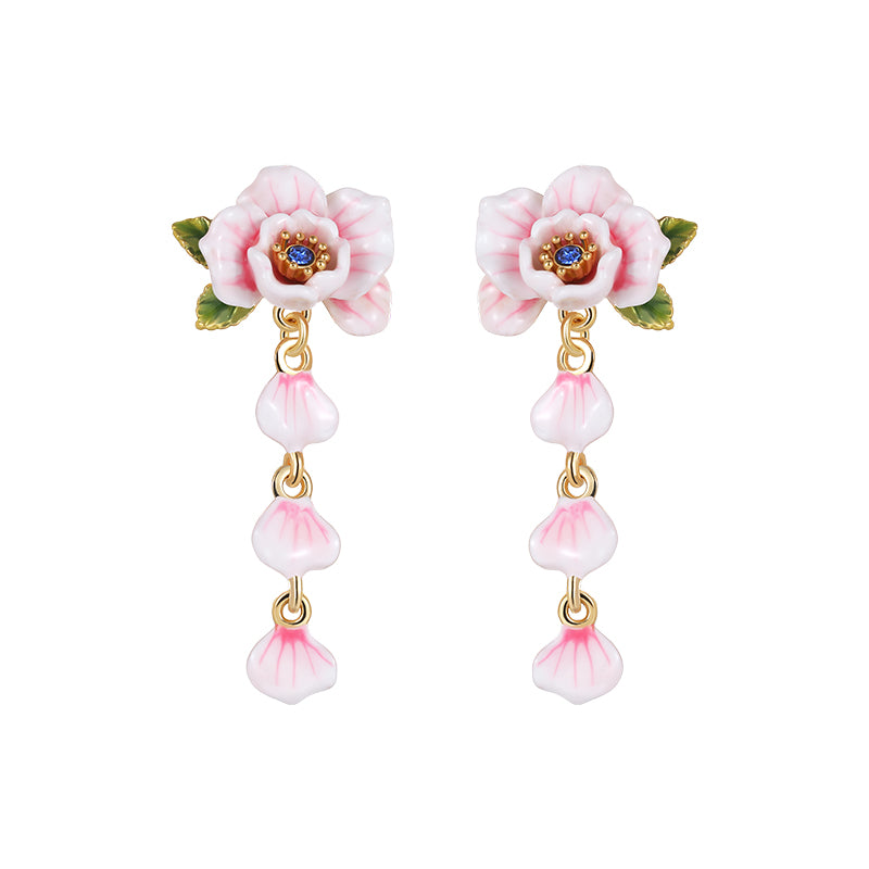 Pink Rose Earrings - Long