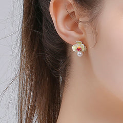 Butterfly Orchid Freshwater Pearl Earrings