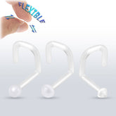 Acrylic Clear BioFlex Corkscrew Nose Ring Stud Retainer