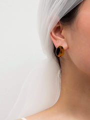 Acrylic Leopard Pattern Earrings - Tortoise Shell Drop Shape Earrings