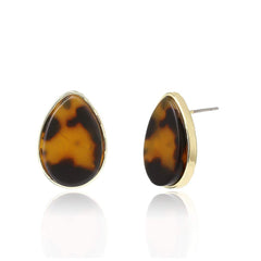 Acrylic Leopard Pattern Earrings - Tortoise Shell Drop Shape Earrings