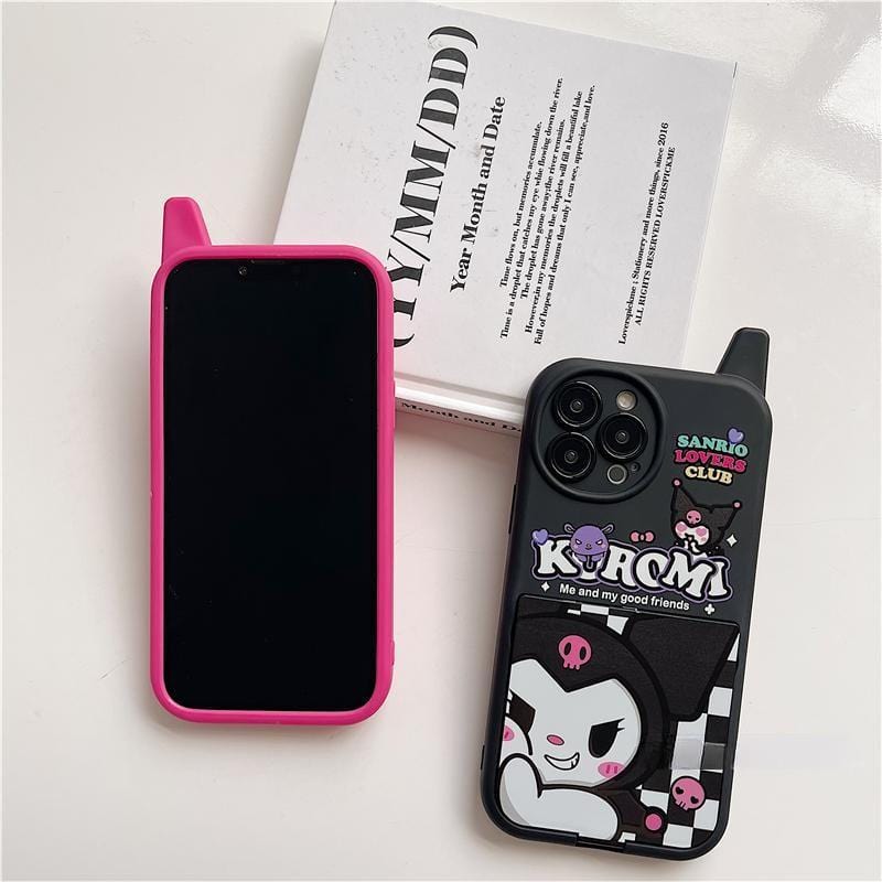 Anime Kuromi My Melody Mirror Stand Kawaii Matching iPhone Case