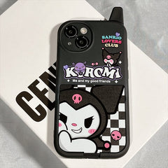 Anime Kuromi My Melody Mirror Stand Kawaii Matching iPhone Case