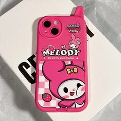 Anime Kuromi My Melody Mirror Stand Kawaii Matching iPhone Case