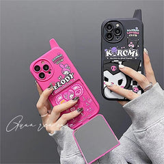 Anime Kuromi My Melody Mirror Stand Kawaii Matching iPhone Case