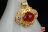Antique 24k Gold Plated Sterling Silver Agate Pendant