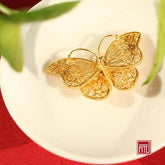 Antique 24K Gold Plated Sterling Silver Filaments Butterfly Brooch