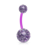 Bioflex Bar with Glitter Acrylic Balls Belly Button Ring