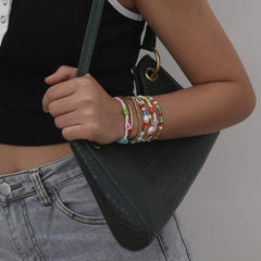 Bohemia 8 pieces Colorful Seed Beaded Pearl Chain Floral Bracelet Set