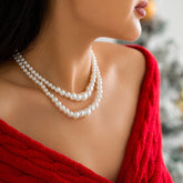 Bohemia Layered Irregular Pearl Chain Choker Necklace Set