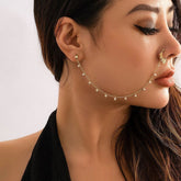 Bohemia Pearl Tassel No Piercing Nose To Ear Chain