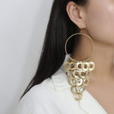Bohemian Chunky Ring Tassel Dangling Hoop Earrings