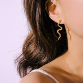 Bohemian Gold Silver Tone Snake Earrings