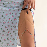 Bohemian Layered Colorful Enamel Heart Tassel Elastic Thigh Leg Chain