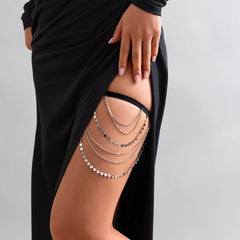 Bohemian Layered Heart Sequins Elastic Thigh Leg Chain