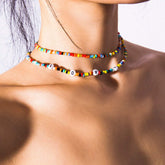 Bohemian Layered Multi-Color Beaded LOVE Choker Necklace
