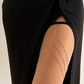 Bohemian Layered Rhinestone Inlaid Elastic Saturn Thigh Leg Chain