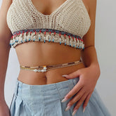 Boho 4 Pieces Pearl Charm Beaded Waist Chain Set