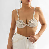 Boho Beaded Pearl Backless Body Chain Bra