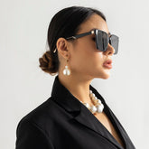 Boho Chunky Pearl Huggie Hoop Dangle Earrings