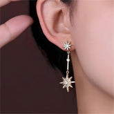 Boho CZ Inlaid Polar Star Dangle Earrings
