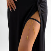 Boho CZ Inlaid Snake Charm Elastic Thigh Leg Chain