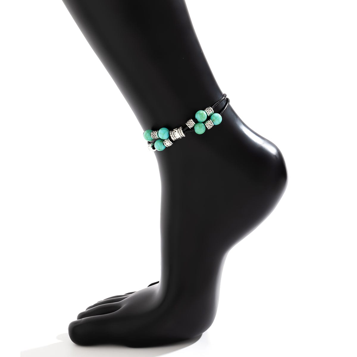 Boho Faux Leather Turquoise Anklet