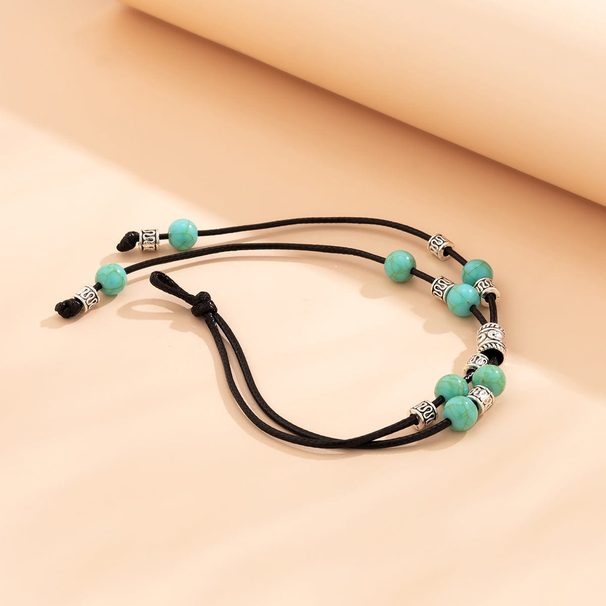 Boho Faux Leather Turquoise Anklet