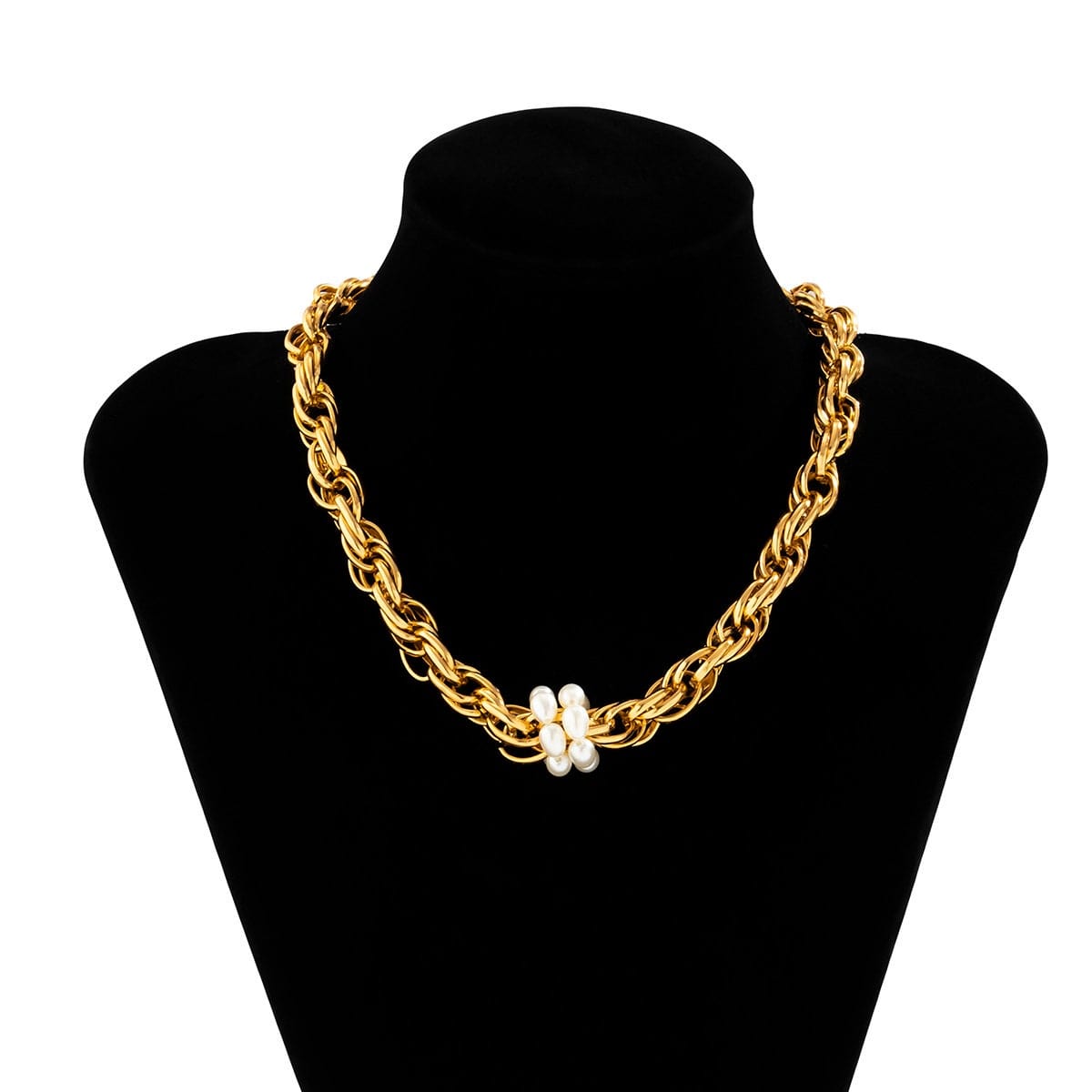 Boho Gold Silver Tone Pearl Charm Rope Chain Choker Necklace