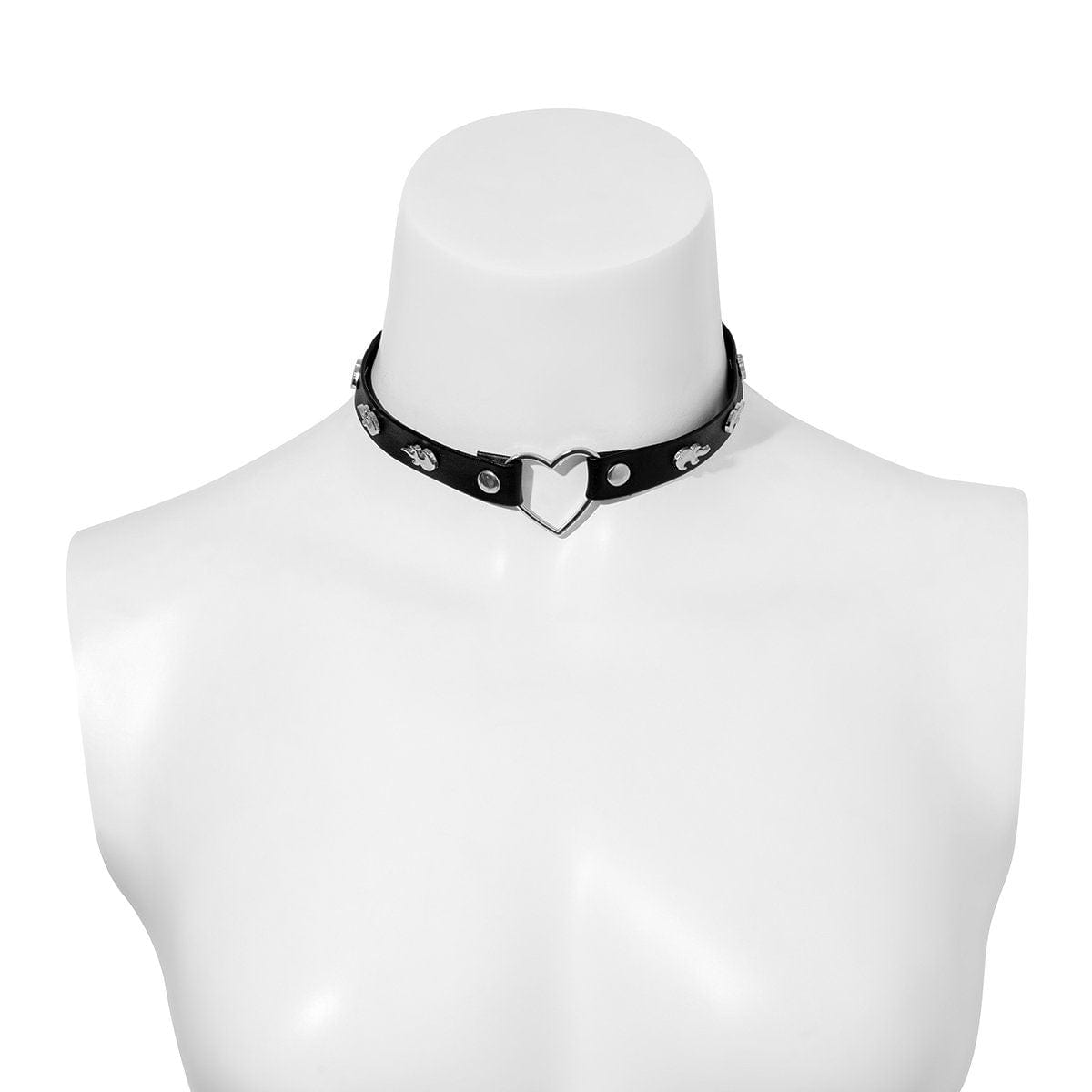 Boho Heart Charm PU Leather Collar Choker Necklace