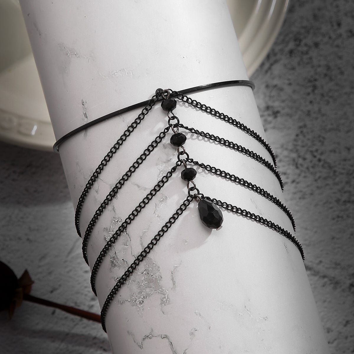 Boho Layered Chain Tassel Crystal Arm Cuff