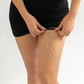 Boho Layered Crystal Inlaid Elastic Saturn Thigh Leg Chain