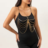 Boho Layered Gold Silver Tone Hollow Body Chain Harness Bralette