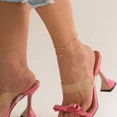 Boho Layered Pearl Charm Cable Chain Anklet Set