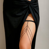 Boho Layering Rhinestone Inlaid Elastic Saturn Thigh Leg Chain