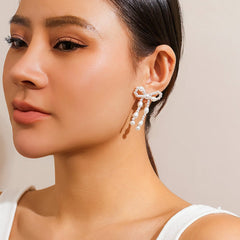 Boho Ribbon Pearl Earrings