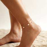 Boho Stackable Pearl Chain Anklet Set