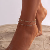Chic 2 Pieces Crystal Box Chain Stackable Anklet Set