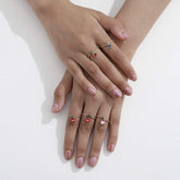 Chic 5 Pieces Colorful Crystal Fruits Rings Set